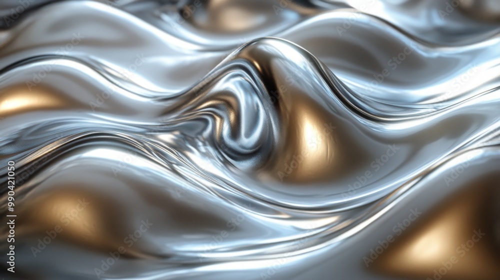 Abstract Metallic Waves: A Silver and Gold Abstract Abstract Metallic Waves: A Silver and Gold Abstract