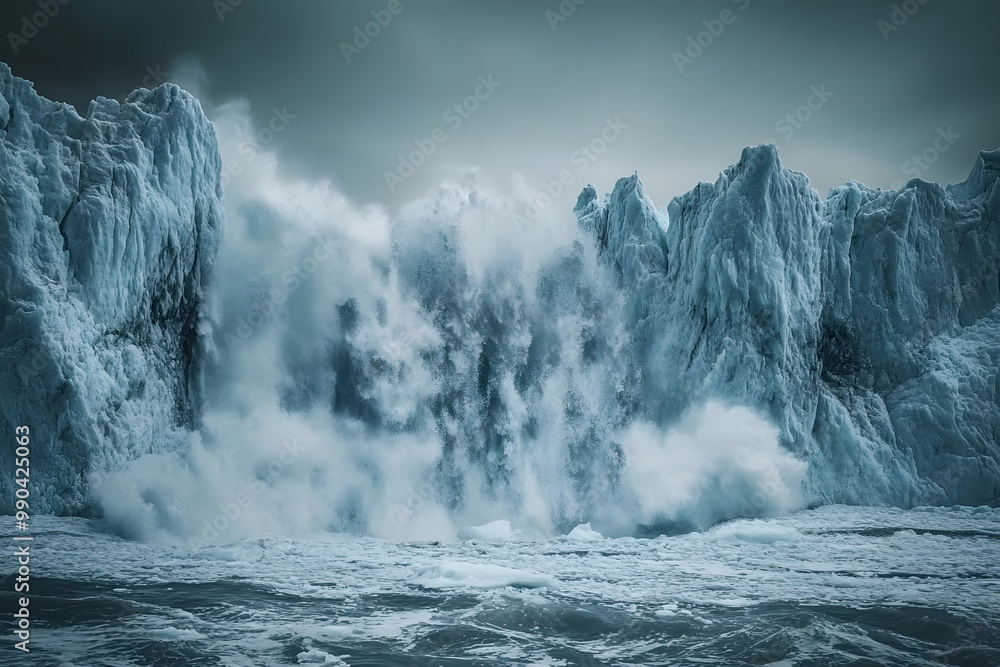 Obraz premium Misty peaks shrouded in clouds, a breathtaking mountain landscape unfolds
