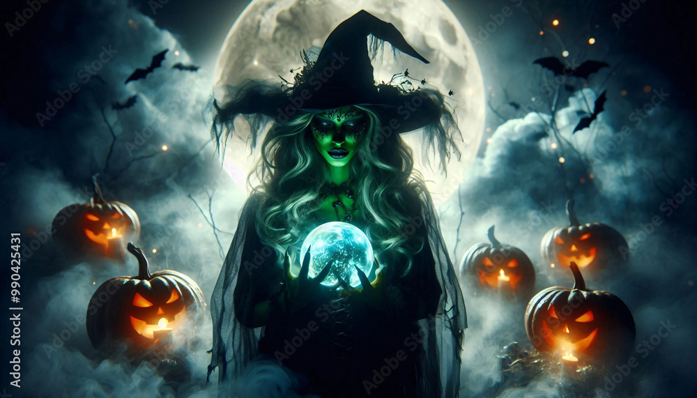 green witch for halloween 