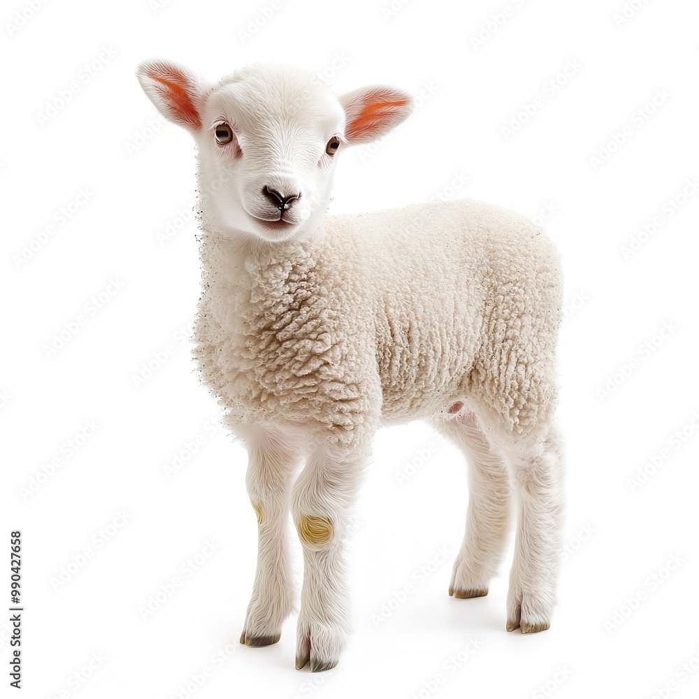 Cute white lamb isolated on a white background Cute white lamb isolated on a white background