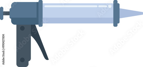 Skeleton gun dispensing silicone sealant, commonly used in construction for sealing and insulation