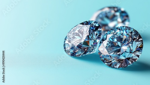 Sparkling Blue Diamonds on Blue Background