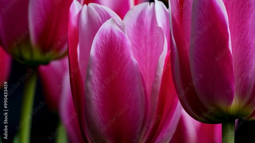 Vibrant pink tulips in bloom captured close-up Vibrant pink tulips in bloom captured close-up