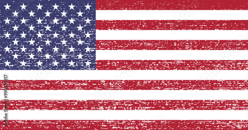 Flag of the USA with grunge texture overlay. Flag with weathered or distressed appearance
