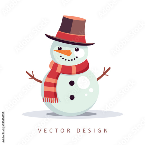 cute snowman minimalist vector design isolated illustration