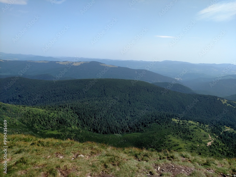 Fototapeta premium Landscape of Mountains in the Carpathians Ukraine horizontal color photo image