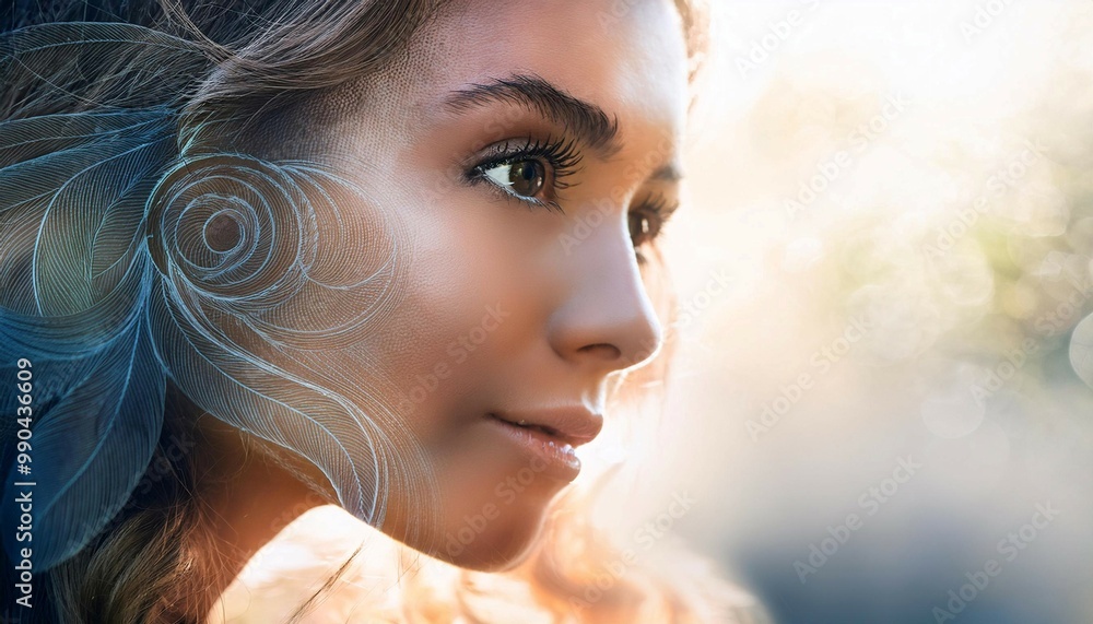 Close-Up of a Nymph, Showcasing Its Ethereal Beauty and Fantasy Elements Close-Up of a Nymph, Showcasing Its Ethereal Beauty and Fantasy Elements