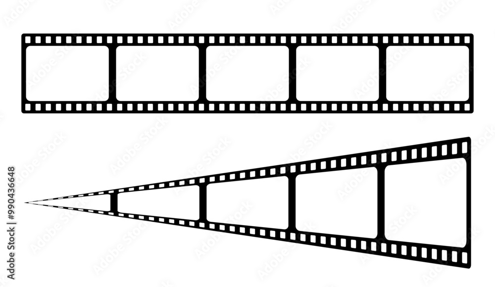 Infinity 3d 35mm film strip vector design with frames on white background. Black film reel symbol illustration to use for photography, television, cinema, photo frame. Infinity 3d 35mm film strip vector design with frames on white background. Black film reel symbol illustration to use for photography, television, cinema, photo frame.