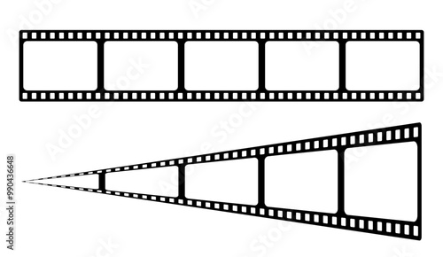 Infinity 3d 35mm film strip vector design with frames on white background. Black film reel symbol illustration to use for photography, television, cinema, photo frame.