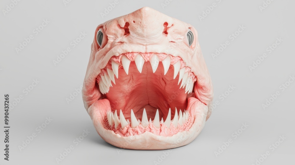 Fototapeta premium Hyper-Realistic Shark Head with Open Mouth