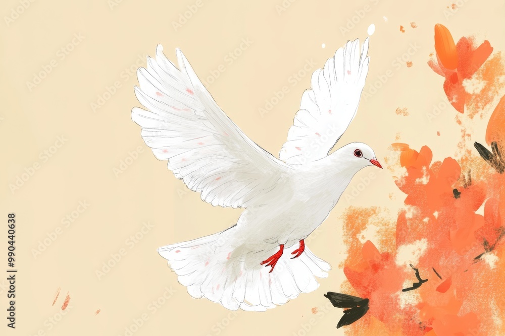 Fototapeta premium International Week of Science and Peace. World Science Day for Peace and Development. Illustration with a white dove symbol of peace.
