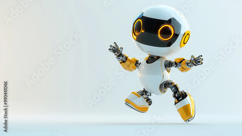 3d robot dancing in white background