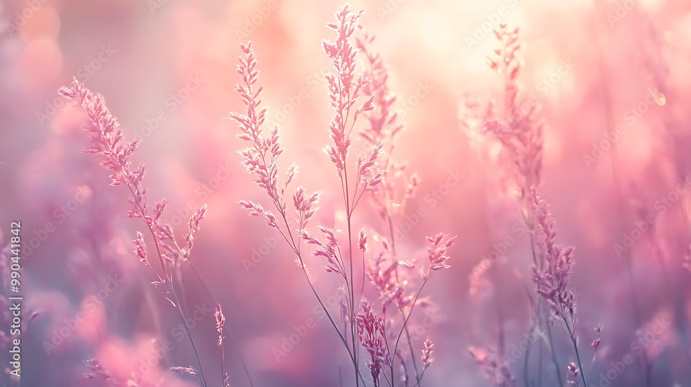 Pink Grass Blades in the Sun - Abstract Background Image Pink Grass Blades in the Sun - Abstract Background Image