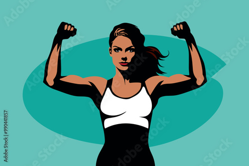 successful sporty woman silhouette vector design isolated illustration