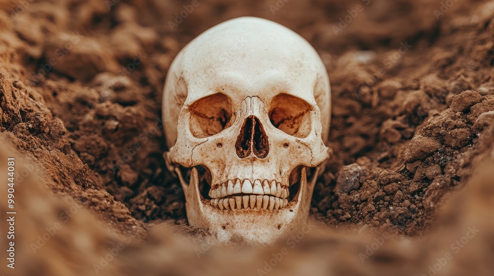 Skull in Earthy Soil with Detail and Texture Skull in Earthy Soil with Detail and Texture