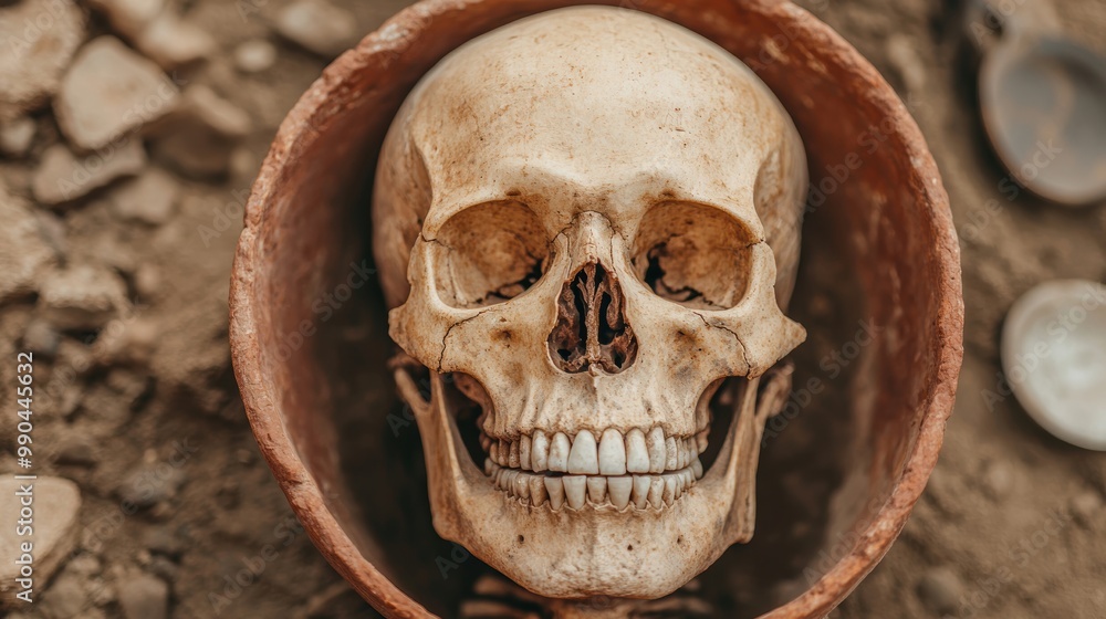 Skull in a Clay Pot Surrounded by Earth Skull in a Clay Pot Surrounded by Earth
