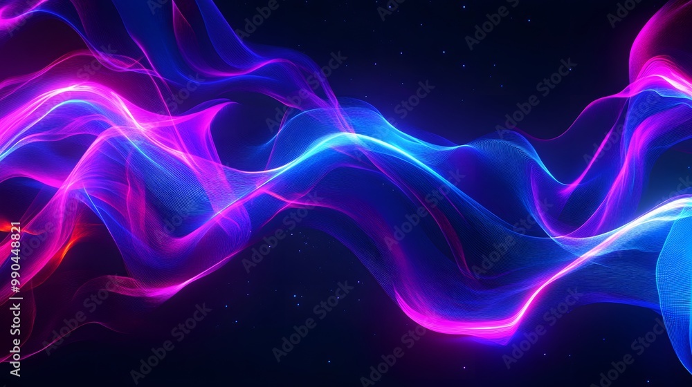 A background with neon blue and purple swirls, glowing lines, stars, and an abstract design A background with neon blue and purple swirls, glowing lines, stars, and an abstract design
