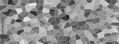 Gray stains broken glass tile background texture  geometric pattern. Broken wall paper in decoration. low poly crystal mosaic background. dark and light gray Geometric Modern creative design