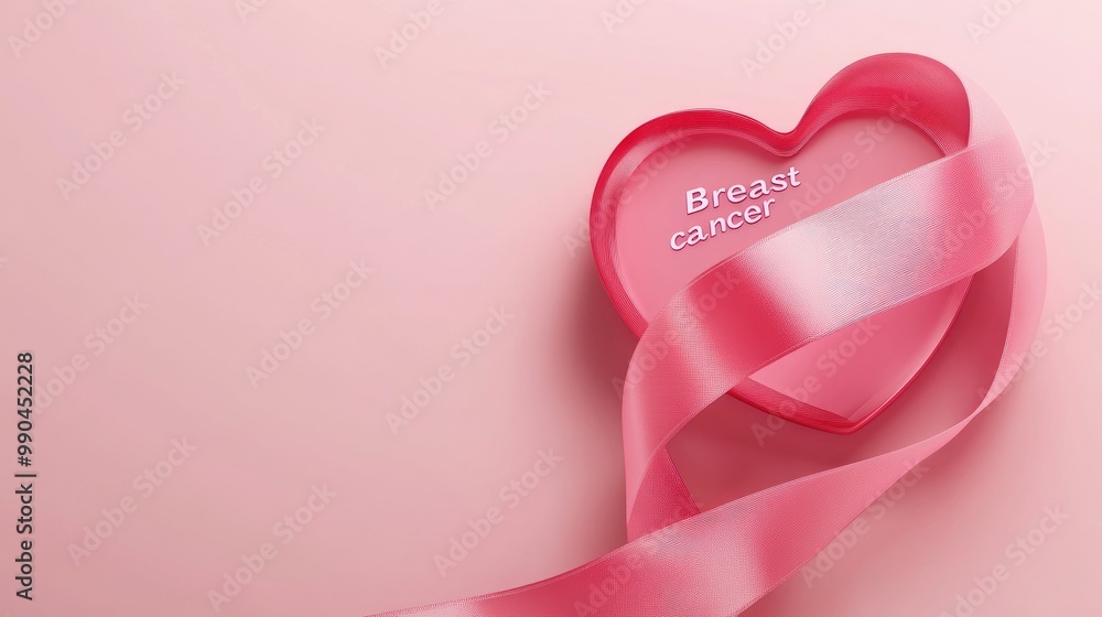 Image of a pink heart around a heart-shaped ribbon with the words breast cancer support written on it Image of a pink heart around a heart-shaped ribbon with the words breast cancer support written on it