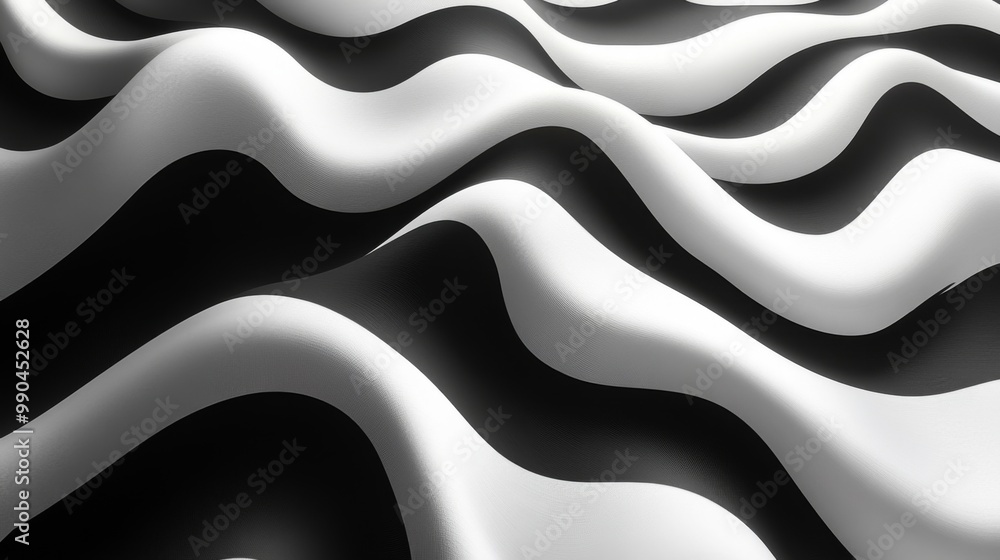 Abstract Black and White Wavy Stripes Abstract Black and White Wavy Stripes