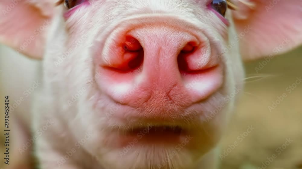 Close-up of cute piglet snout in colorful detail Close-up of cute piglet snout in colorful detail
