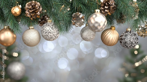 A peaceful Christmas background with decorations, no people, on a transparent background.  photo