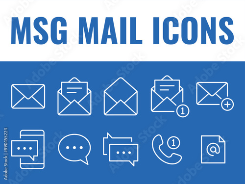 Msg Mail icons set vector. mail communication vector icons. msg email vector
