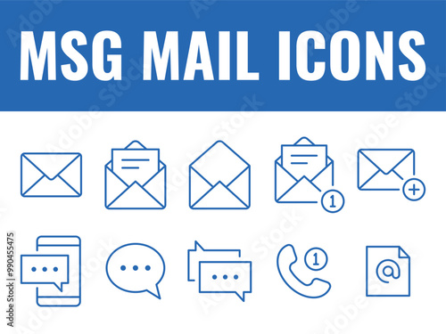 Msg Mail icons set vector. mail communication vector icons. msg email vector