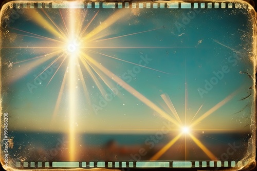 Nostalgic Retro Aged Snapshot with Luminous Light Flares and Film Textures photo