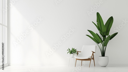 scene of a chair in a white room