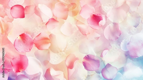 Beautiful pink flower petals are scattered beautifully on a white background, creating a stunning visual display. Each petal displays a soft texture and bright hue, evoking a fresh and elegant impress