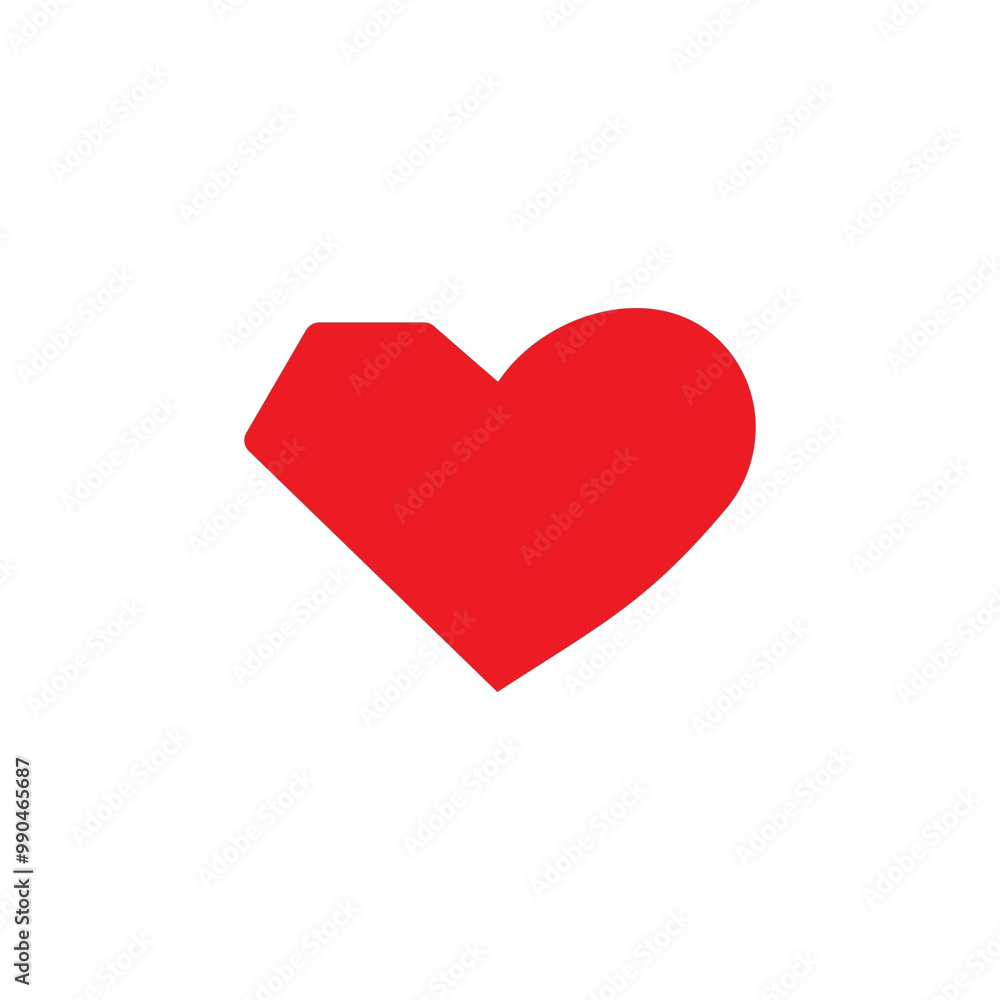 Red Heart diamond shape icon vector illustration on white background. Valentine, romance symbol Red Heart diamond shape icon vector illustration on white background. Valentine, romance symbol