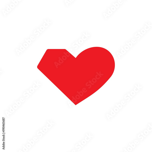 Red Heart diamond shape icon vector illustration on white background. Valentine, romance symbol