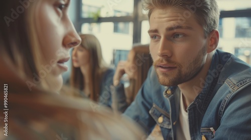 Couple Talking In A Cafe