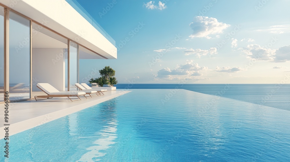 Fototapeta premium Luxury infinity pool overlooking the ocean.
