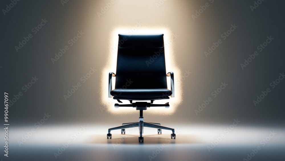 Spotlight on Empty Office Chair with Glowing Edges Spotlight on Empty Office Chair with Glowing Edges