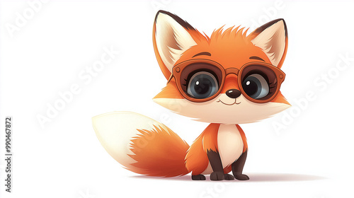 A cute fox with white background. photo