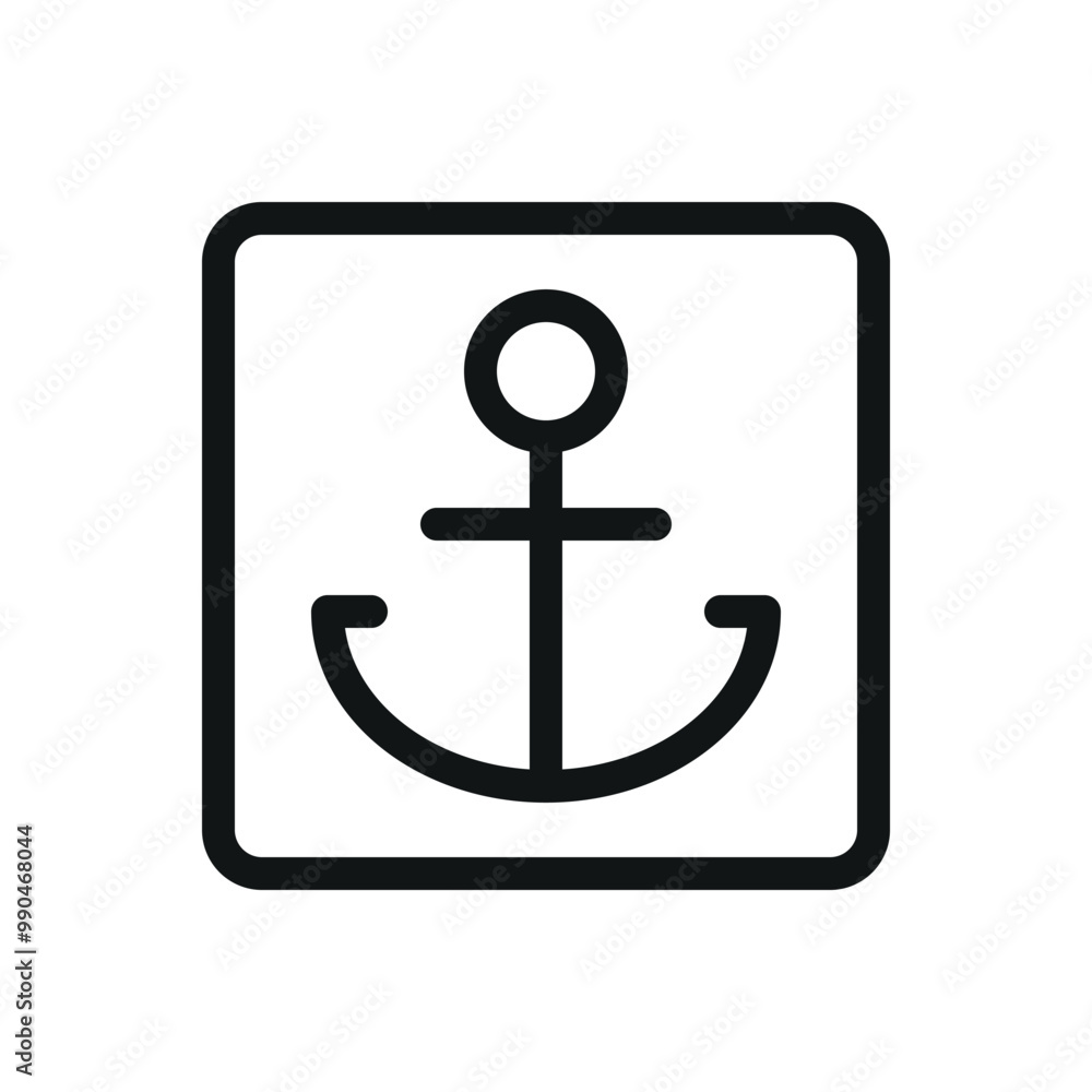Seaport isolated icon, anchor vector symbol with editable stroke Seaport isolated icon, anchor vector symbol with editable stroke