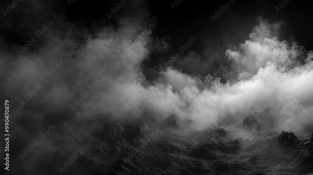 Dramatic Fog Over a Mountain Landscape.