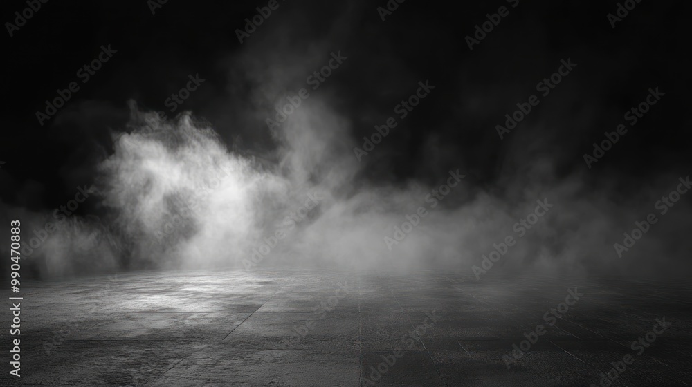 Dark stone floor with fog and light. Dark stone floor with fog and light.