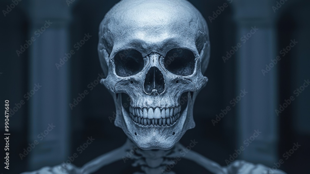 Human Skull in Dimly Lit Environment Human Skull in Dimly Lit Environment