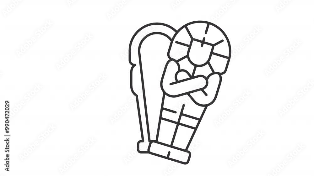 Animated egyptian sarcophagus icon. Ancient coffin line animation ...