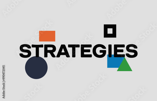 STRATEGY TEXT BANNER BACKGROUND, STRATEGIES TYPOGRAPHY TEMPLATE COVER DESIGN VECTOR ILLUSTRATION 