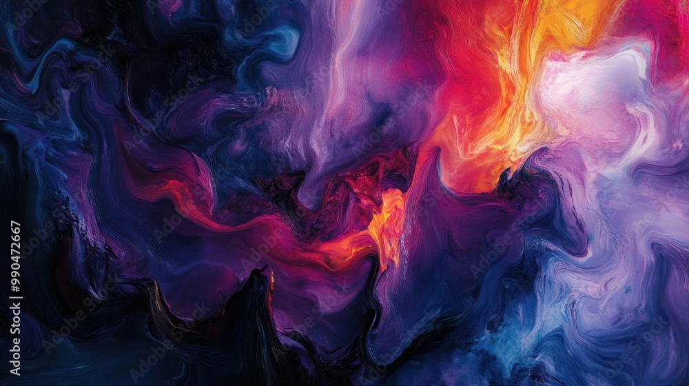 An abstract color splash featuring deep hues and organic, flowing forms, evoking a surreal atmosphere, reminiscent of oil paintings and contemporary art installations. An abstract color splash featuring deep hues and organic, flowing forms, evoking a surreal atmosphere, reminiscent of oil paintings and contemporary art installations.