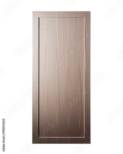 A sleek wooden door design isolated on a white background, showcasing its elegant and finish.