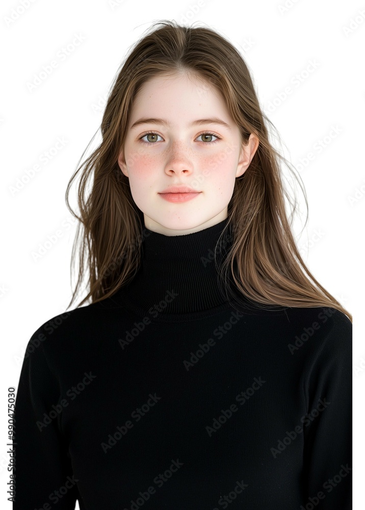 Serene Portrait of a Young Woman with Natural Beauty Serene Portrait of a Young Woman with Natural Beauty