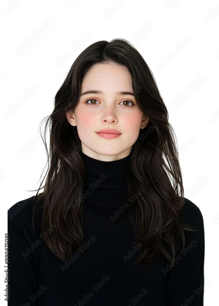 Serene Portrait of a Young Woman with Natural Beauty Serene Portrait of a Young Woman with Natural Beauty