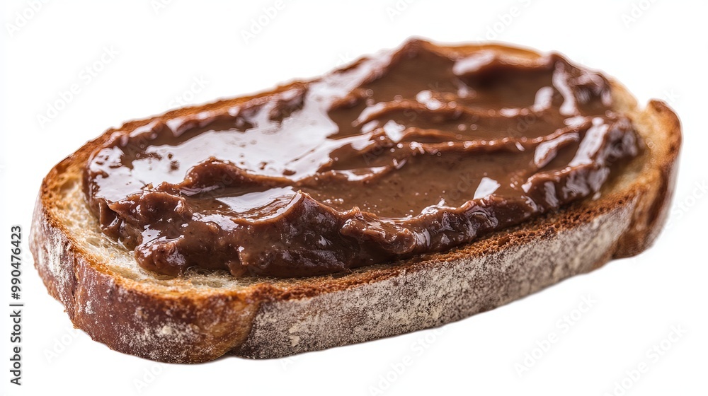 Toasted bread topped with a rich liver spread, set against a clean white backdrop. Toasted bread topped with a rich liver spread, set against a clean white backdrop.