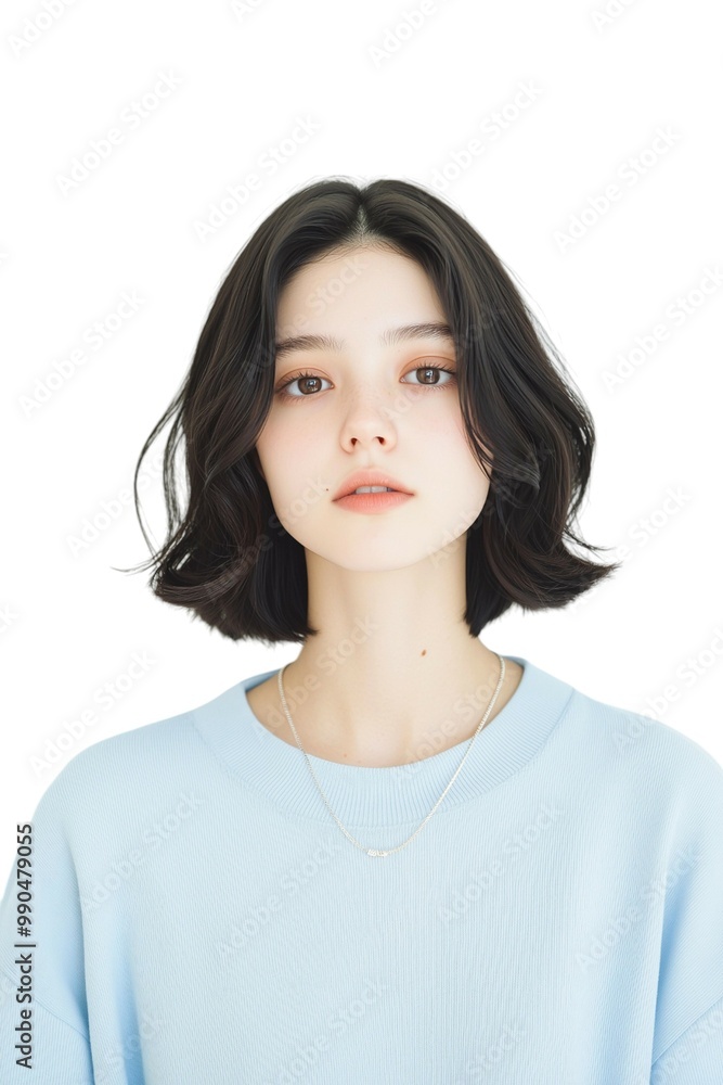 Sophisticated Young Woman with a Modern Bob Hairstyle Sophisticated Young Woman with a Modern Bob Hairstyle