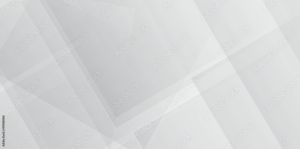 Obraz premium Modern abstract white curve square lines triangle technology backdrop. white light grey background, abstract modern white and grey gradient color geometric line pattern background for website banner.